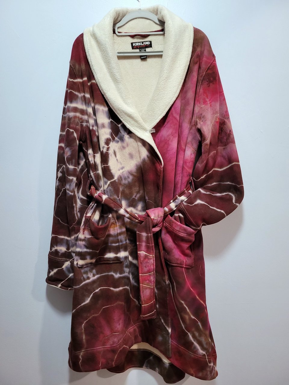 XXL Plush Lined Robe, Port Wine Geode