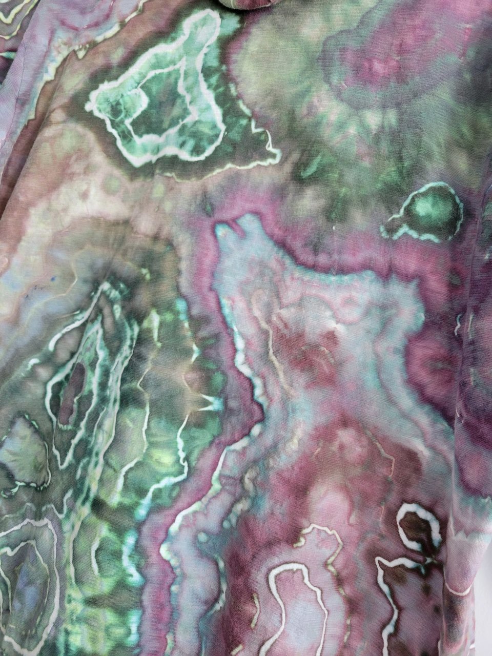 XL Zip-Up T-shirt Hoodie, Green & Purple Geode