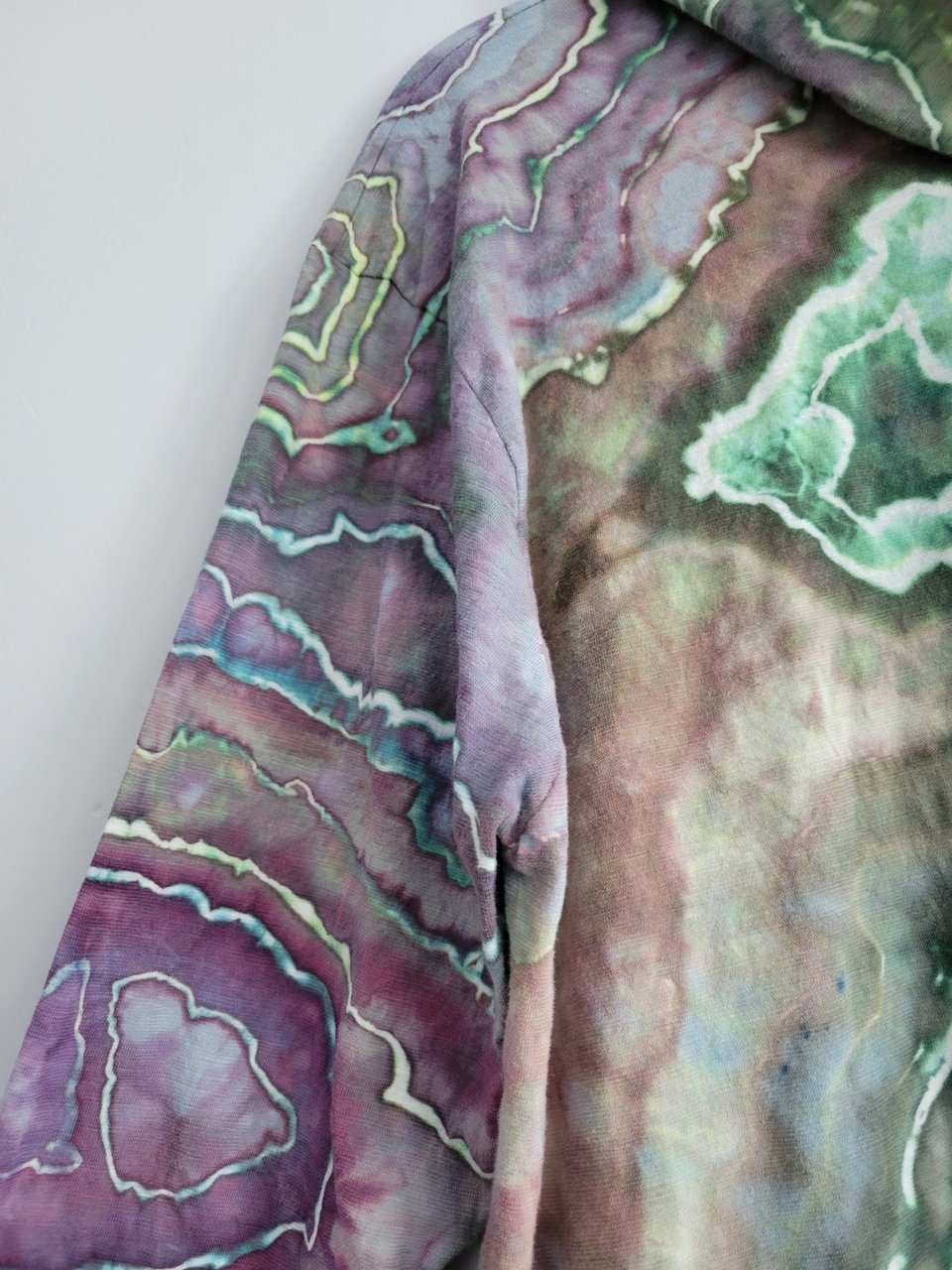 XL Zip-Up T-shirt Hoodie, Green & Purple Geode
