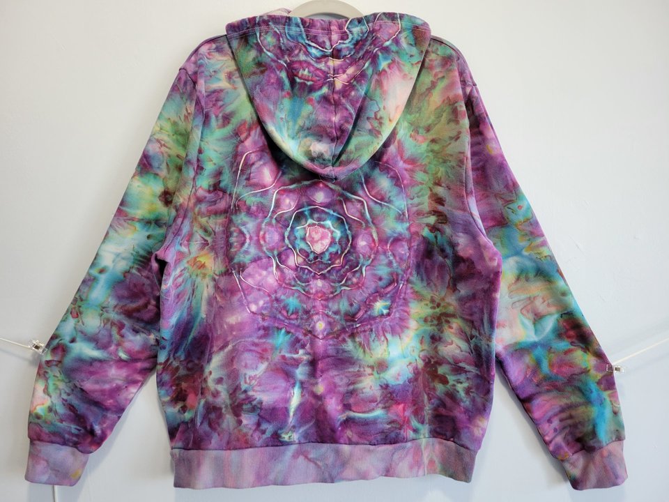 XL Zip-Up Hoodie, Strawberry Mandala