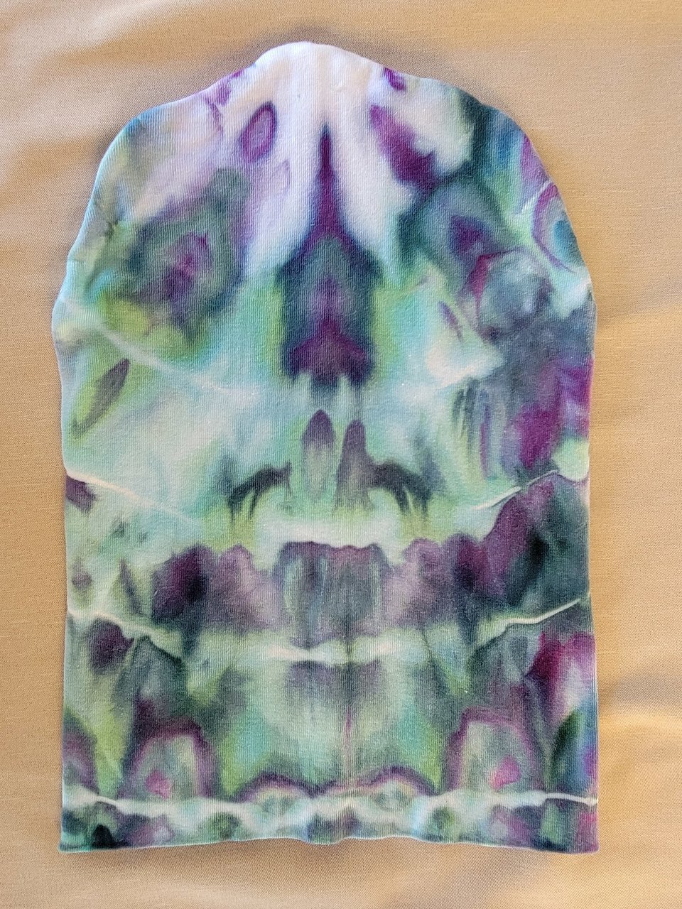 Beanie, Large, Green & Purple Waterfall