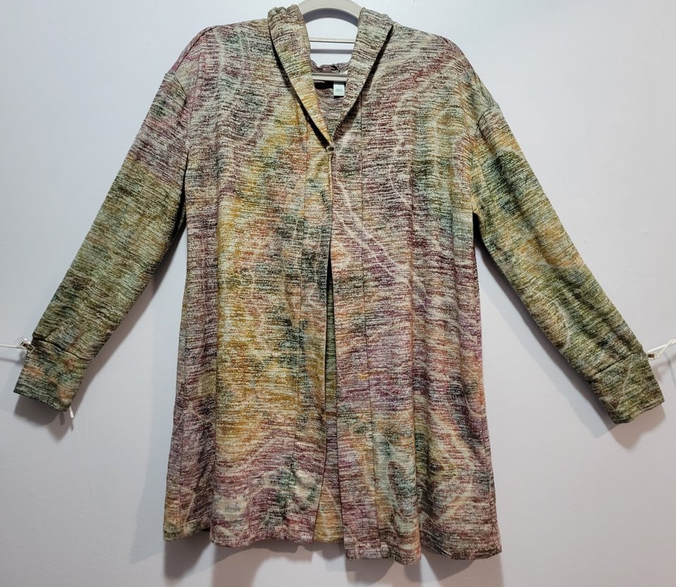 M Hooded Cardigan, Heathered Earth