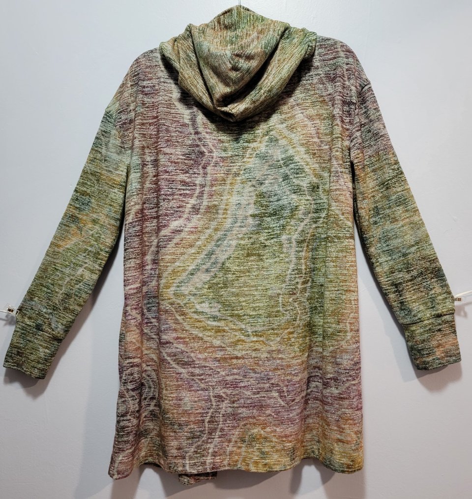 M Hooded Cardigan, Heathered Earth