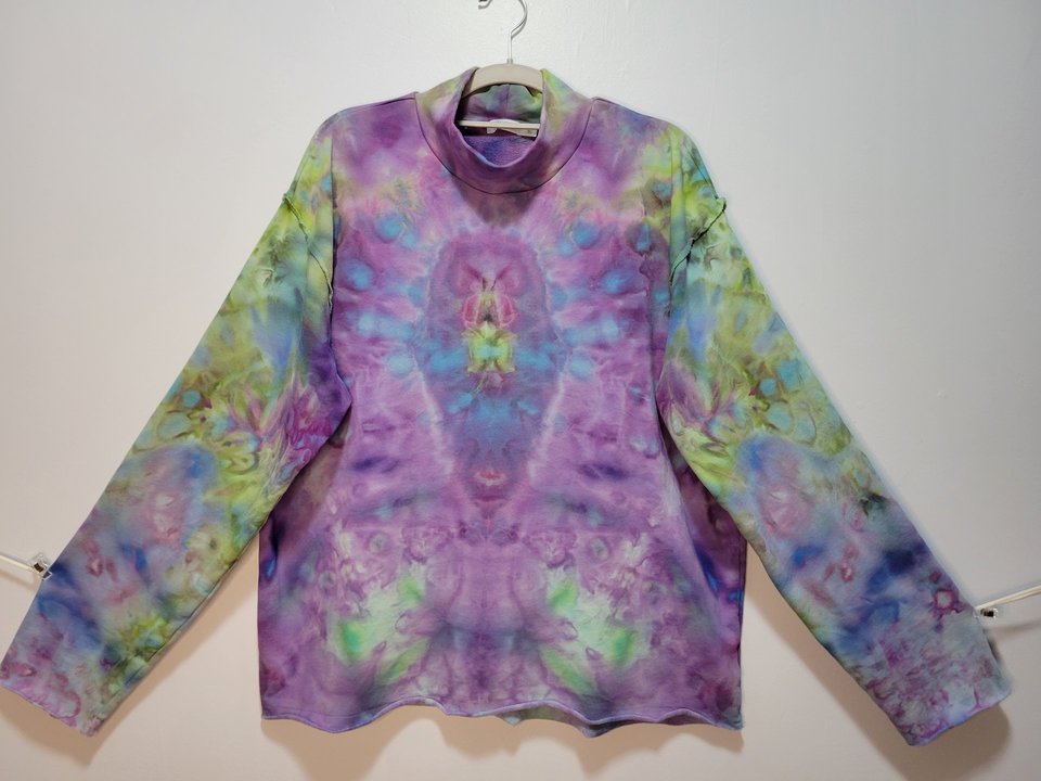 L Mock Neck French Terry, Periwinkle Reflection