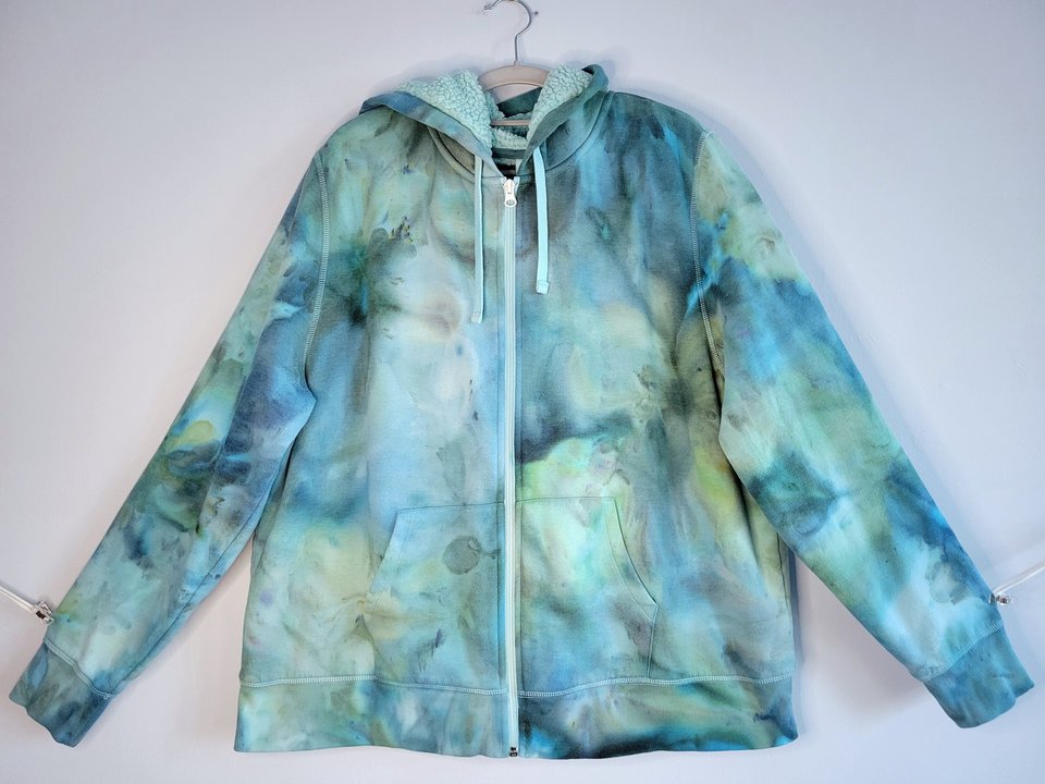 XXL Unisex Sherpa Lined Hoodie, Seafoam