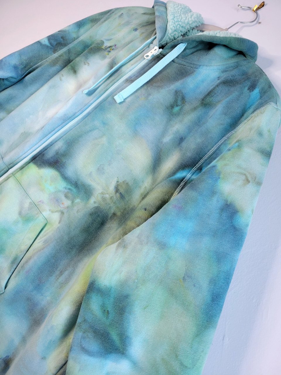 XXL Unisex Sherpa Lined Hoodie, Seafoam