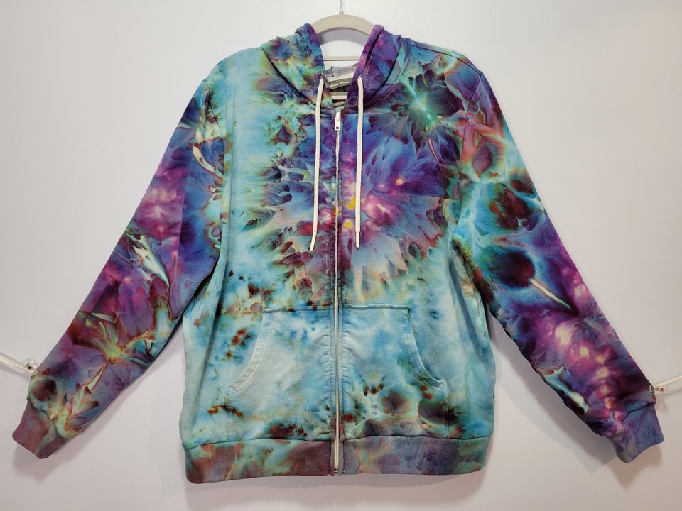 Large Zip-Up Viscose Hoodie, Strawberry Skies 