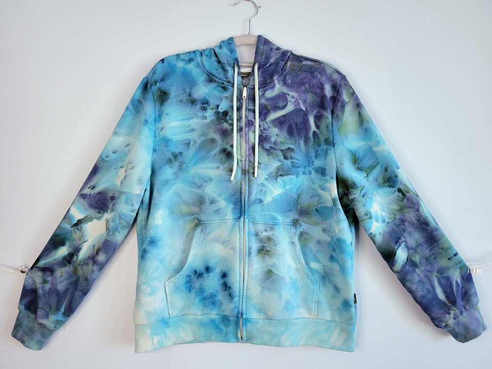 Large Zip-Up Viscose Hoodie, Mystic Blue