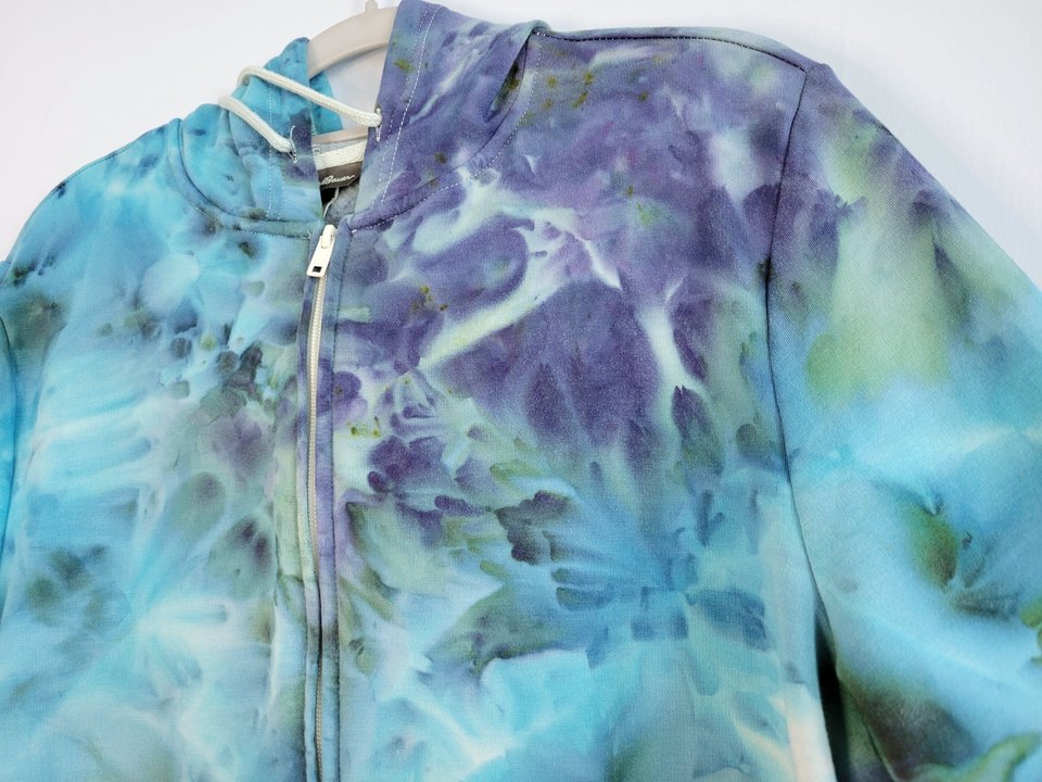 Large Zip-Up Viscose Hoodie, Mystic Blue