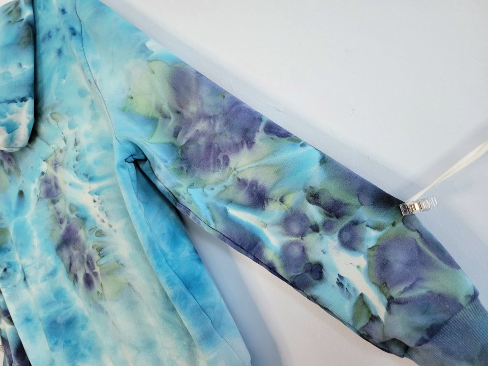 Large Zip-Up Viscose Hoodie, Mystic Blue