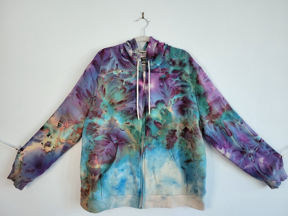 2XL Zip-Up Viscose Hoodie, Strawberry Skies 