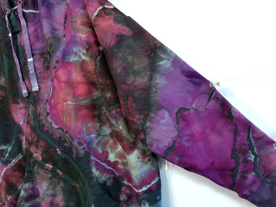 XL Viscose Hoodie, Purple & Green Geode