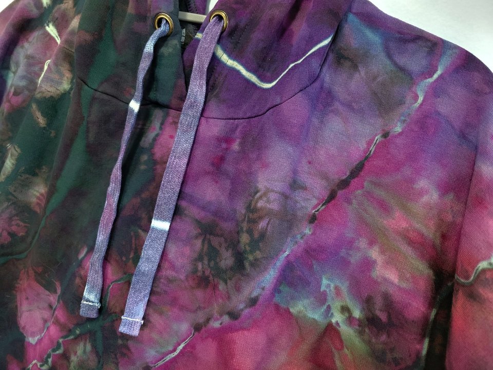 XL Viscose Hoodie, Purple & Green Geode