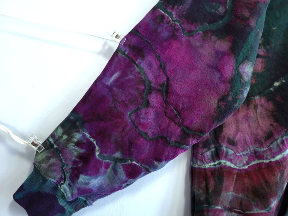 XL Viscose Hoodie, Purple & Green Geode