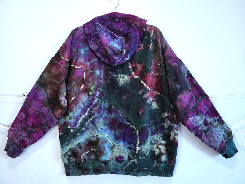 XL Viscose Hoodie, Purple & Green Geode