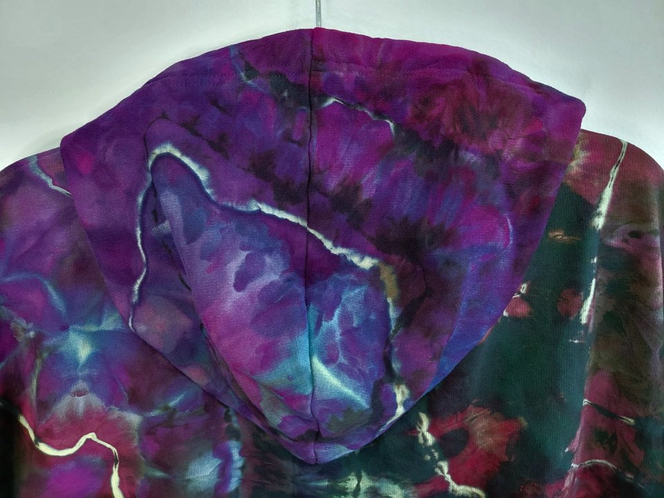 XL Viscose Hoodie, Purple & Green Geode
