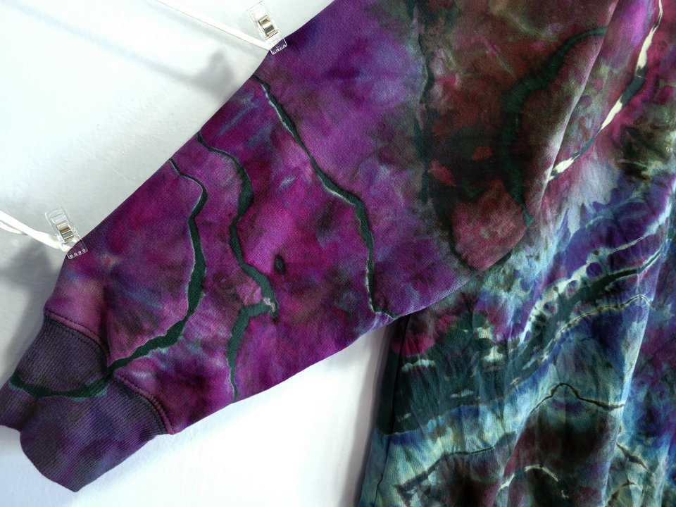XL Viscose Hoodie, Purple & Green Geode