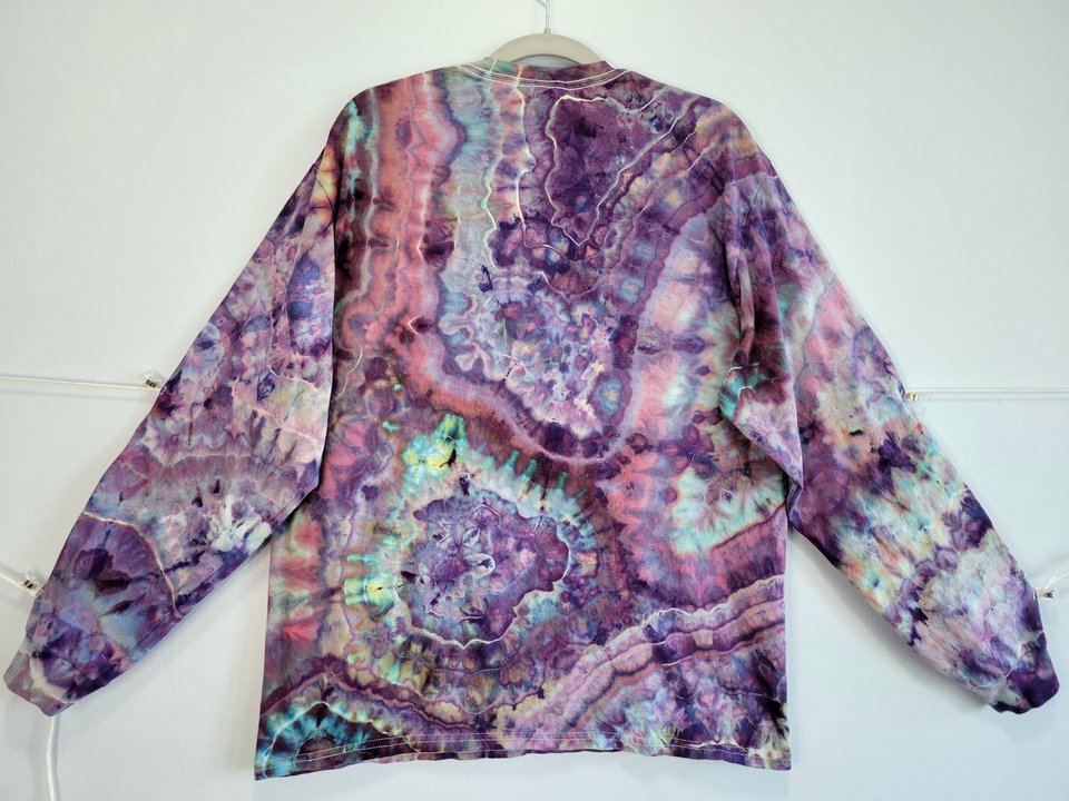 L Long Sleeve T-Shirt, Strawberry Skies Geode