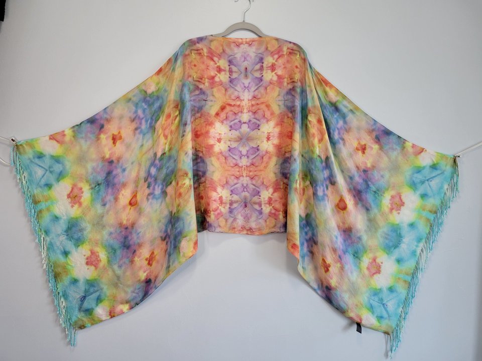 Shawl, Viscose, Spring Garden Shibori