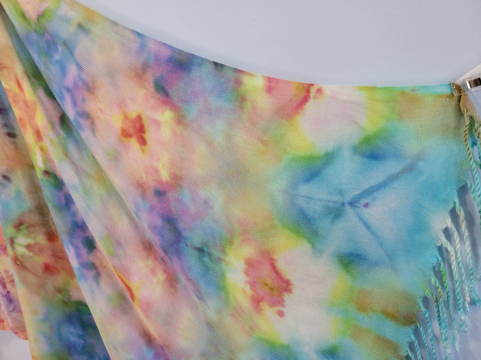 Shawl, Viscose, Spring Garden Shibori