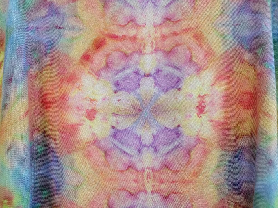 Shawl, Viscose, Spring Garden Shibori