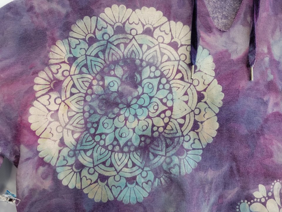 2XL V-Neck Hoodie, Cosmic Mandala