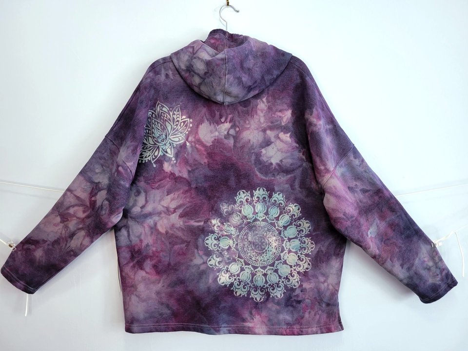 2XL V-Neck Hoodie, Cosmic Mandala