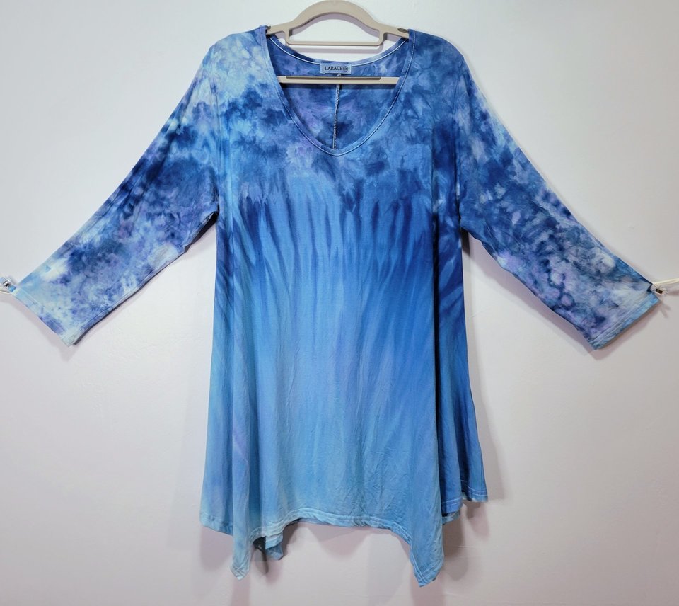 1X 3/4 Sleeve Tunic, Blue Gravity