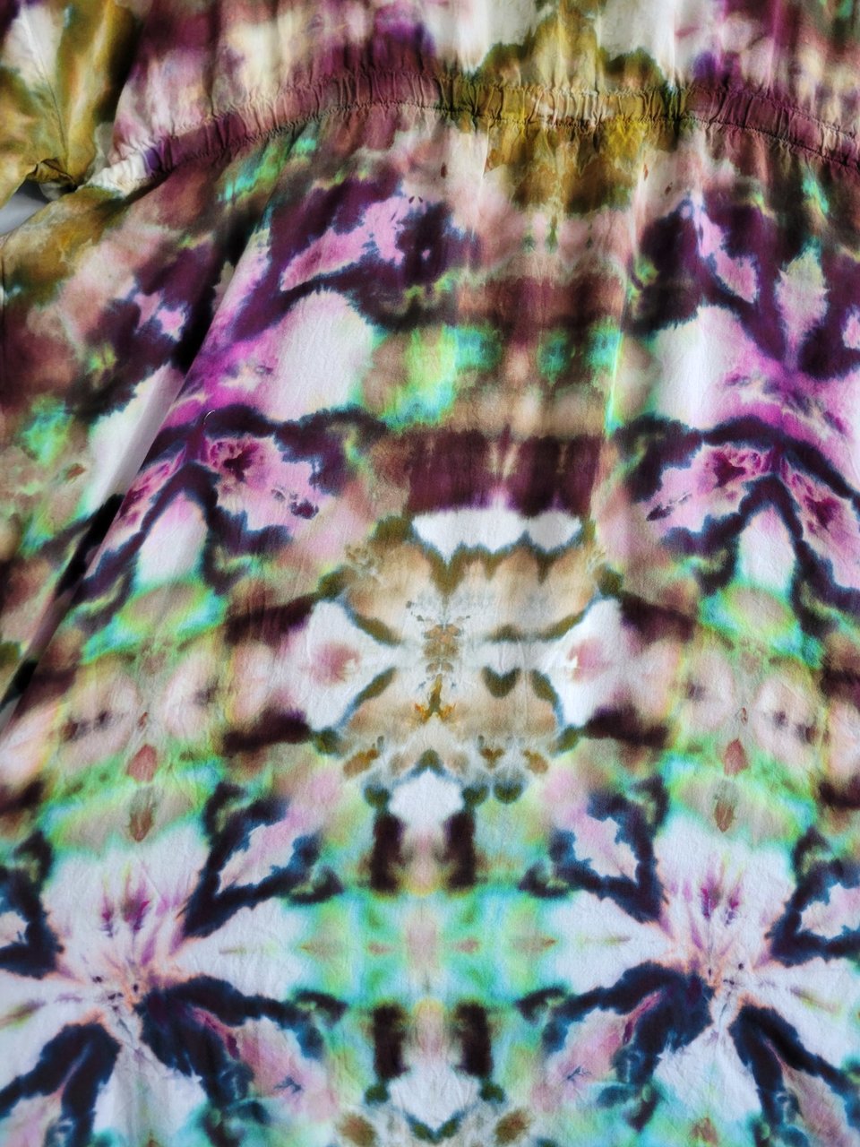2X Kimono Robe, Eggplant & Avocado Shibori 