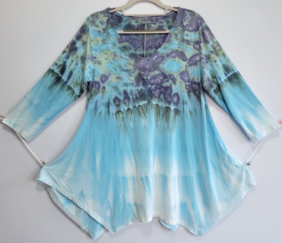 M Rayon 3/4 Sleeve Tunic, Mystic Blue Gravity