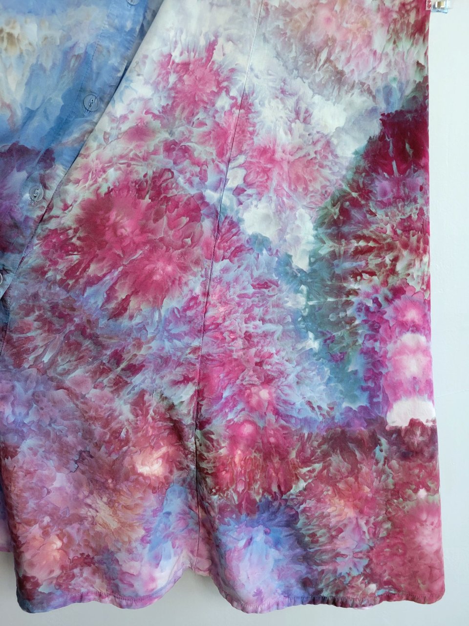 2X Button-Up Rayon Dress, Garden Watercolor