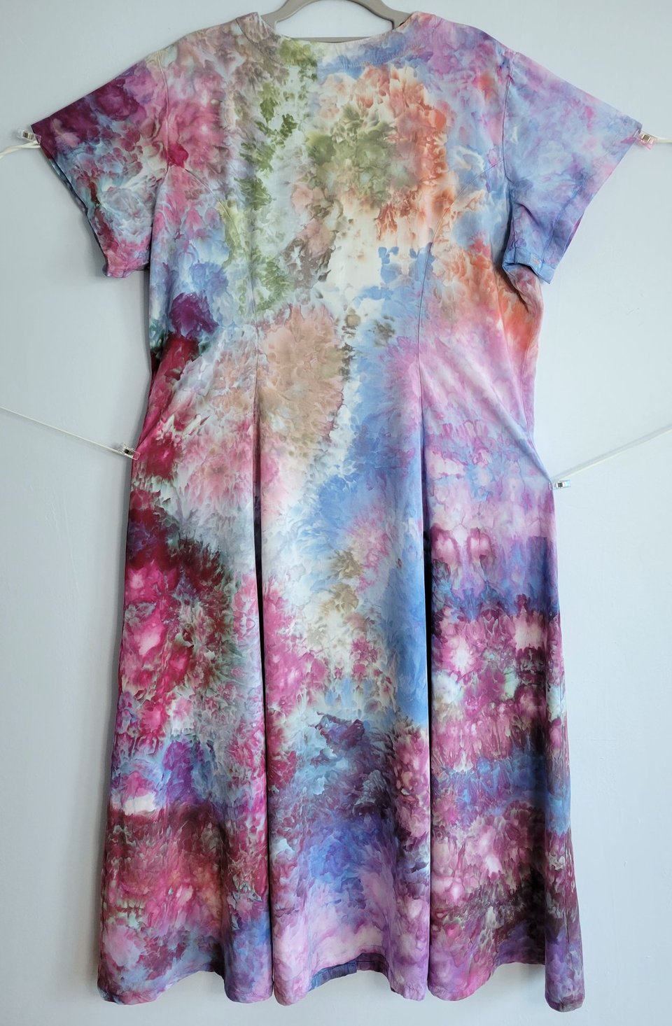 2X Button-Up Rayon Dress, Garden Watercolor