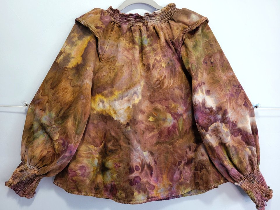 M Ruffled Poet's Blouse, Plum Coffee