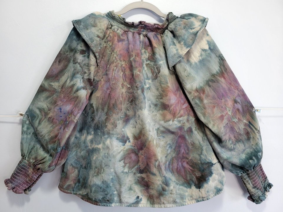 S Ruffled Poet's Blouse, Timberwolf