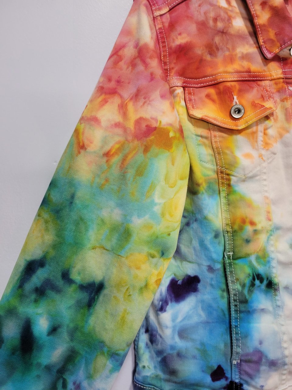 L Denim Jacket, Rainbow Cloud