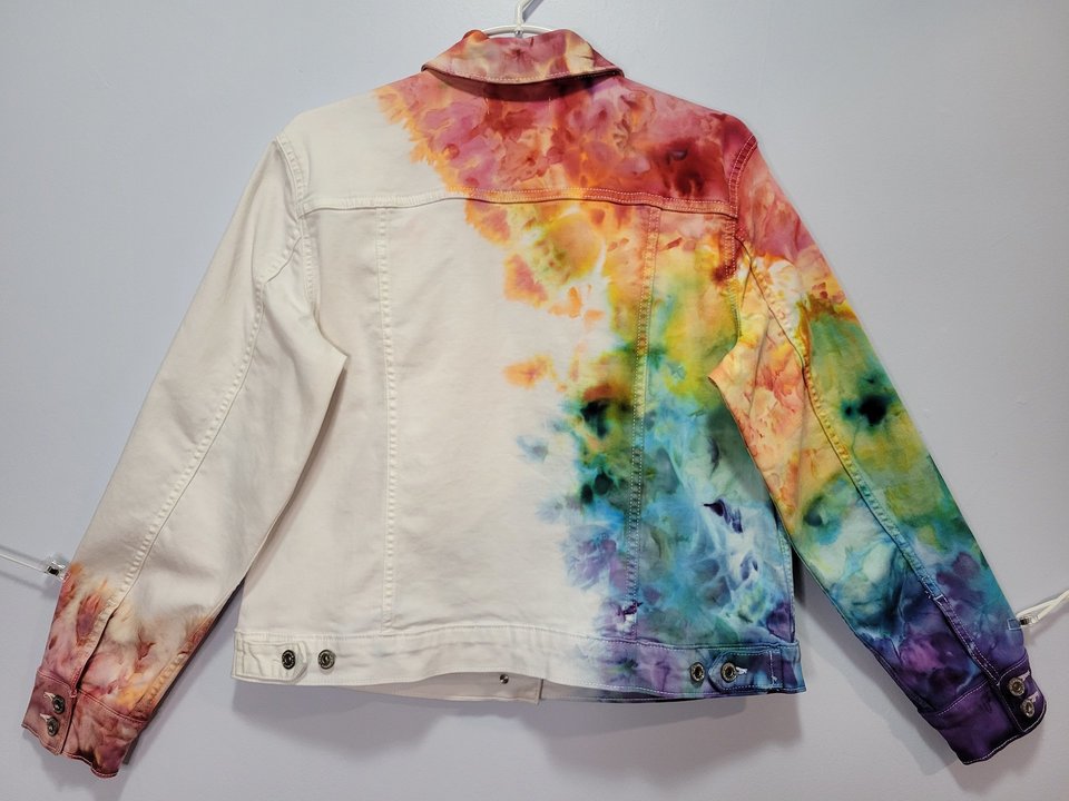 L Denim Jacket, Rainbow Cloud