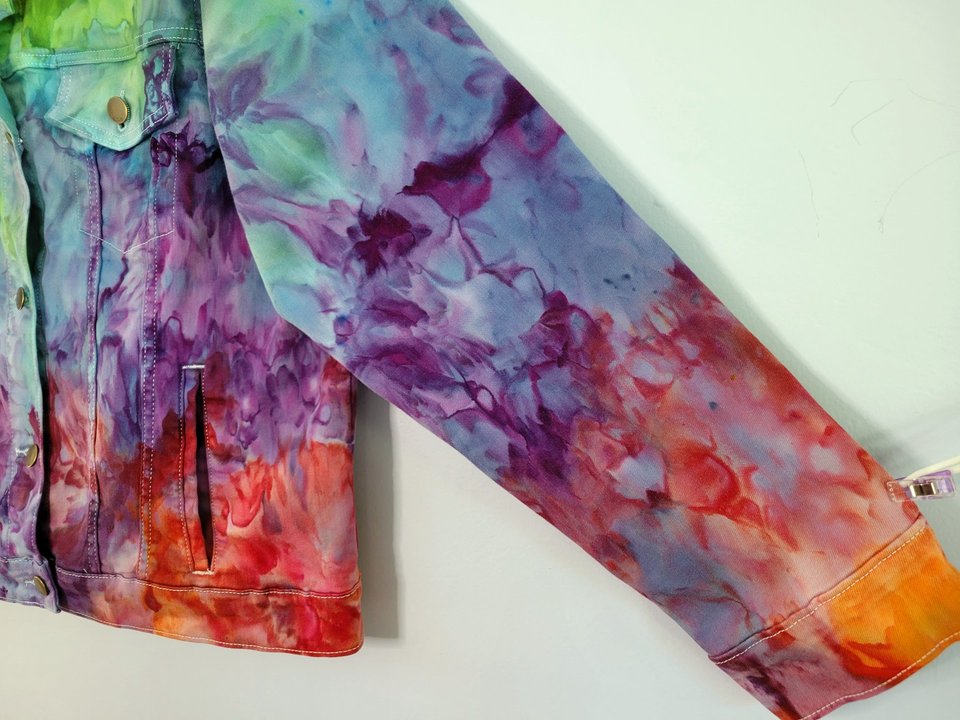 XXL Denim Jacket, Rainbow Watercolor