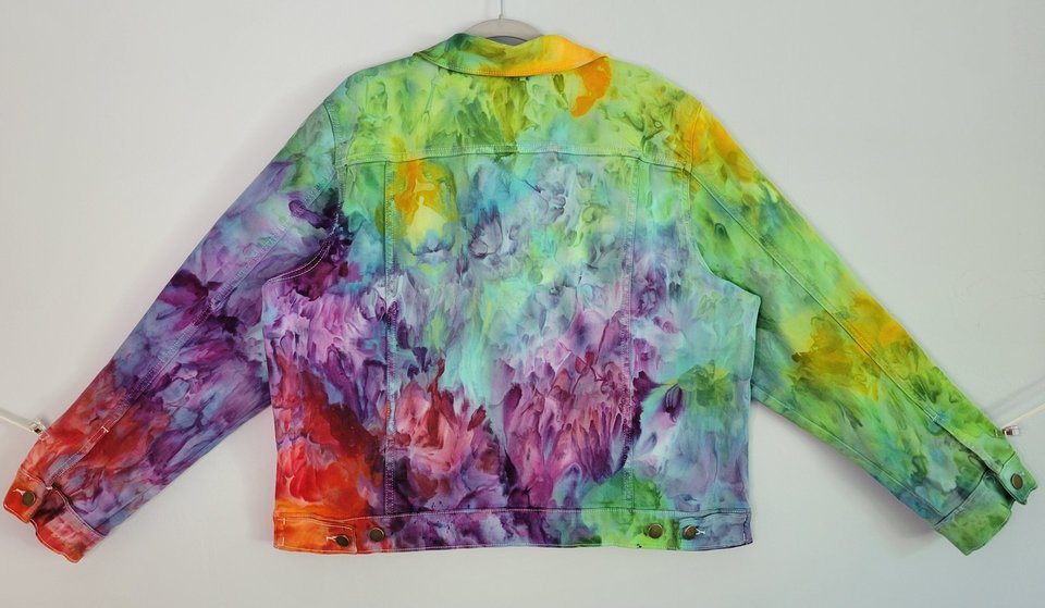 XXL Denim Jacket, Rainbow Watercolor
