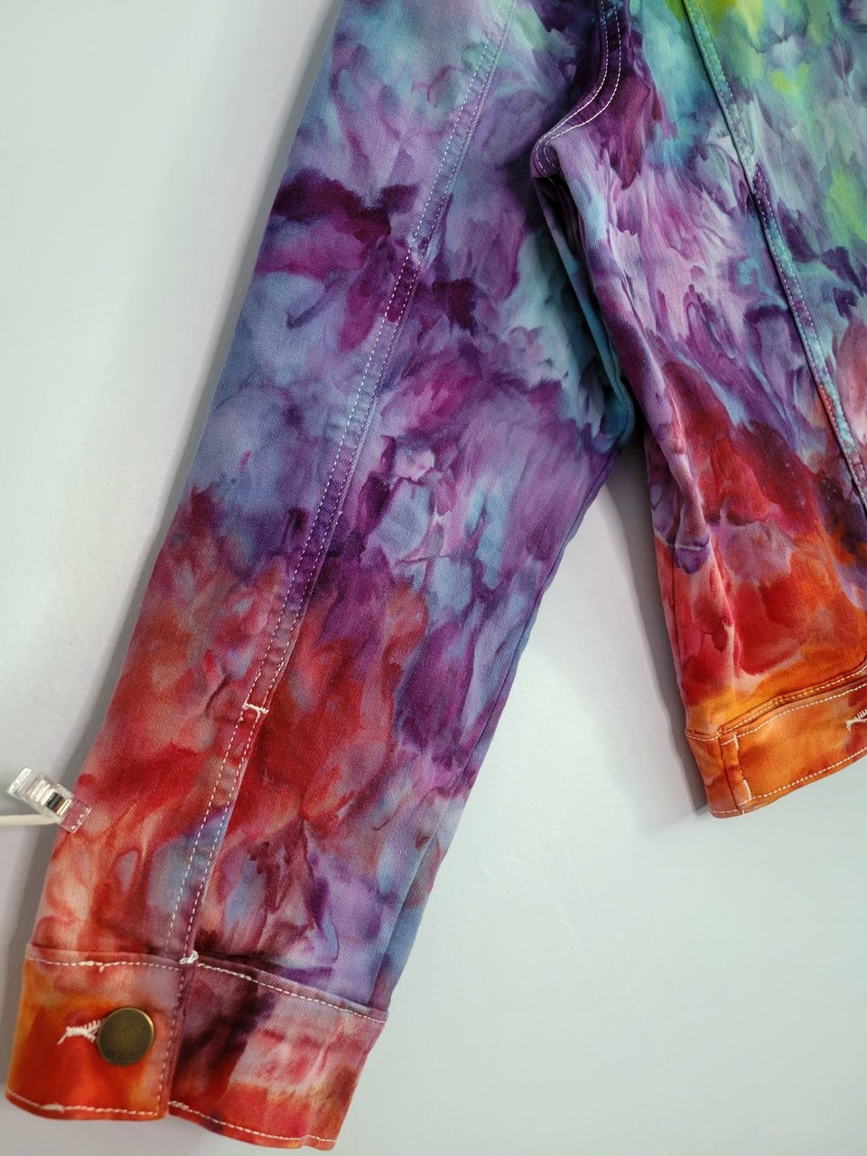 XXL Denim Jacket, Rainbow Watercolor