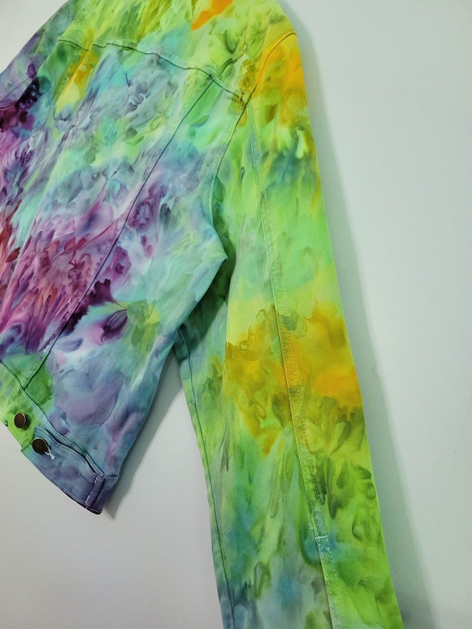 XXL Denim Jacket, Rainbow Watercolor