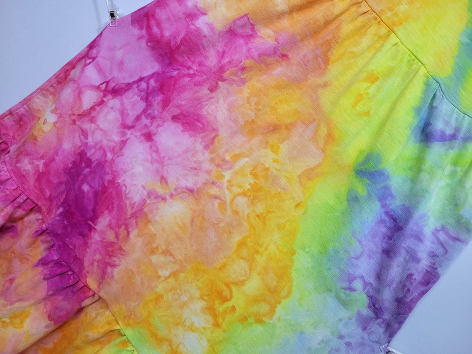 S T-shirt Swing Maxi Dress, Rainbow Watercolor