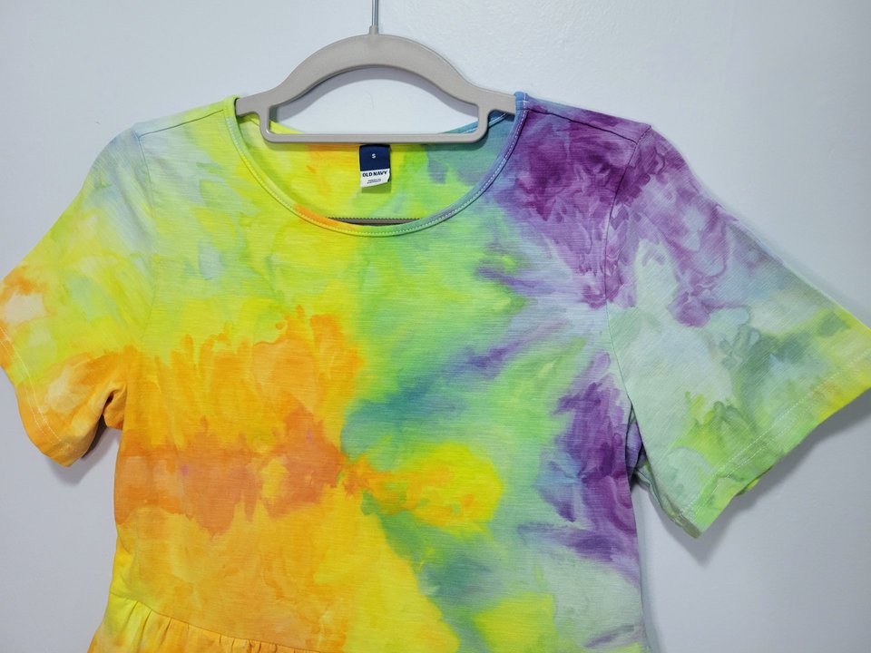 S T-shirt Swing Maxi Dress, Rainbow Watercolor
