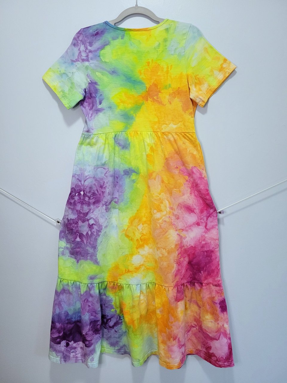 S T-shirt Swing Maxi Dress, Rainbow Watercolor