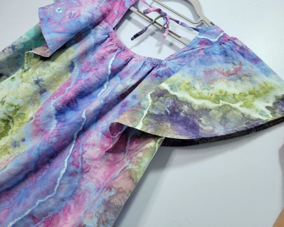 XXL Tall Linen Flutter Sleeve Top, Garden Geode