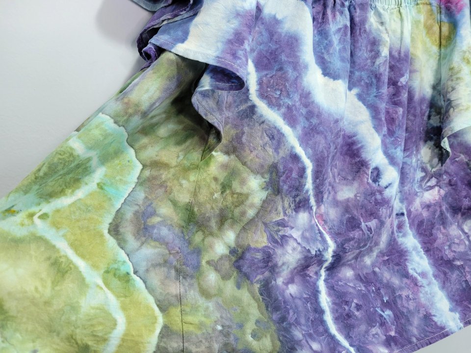 3X Linen Flutter Sleeve Top, Periwinkle Green Geode