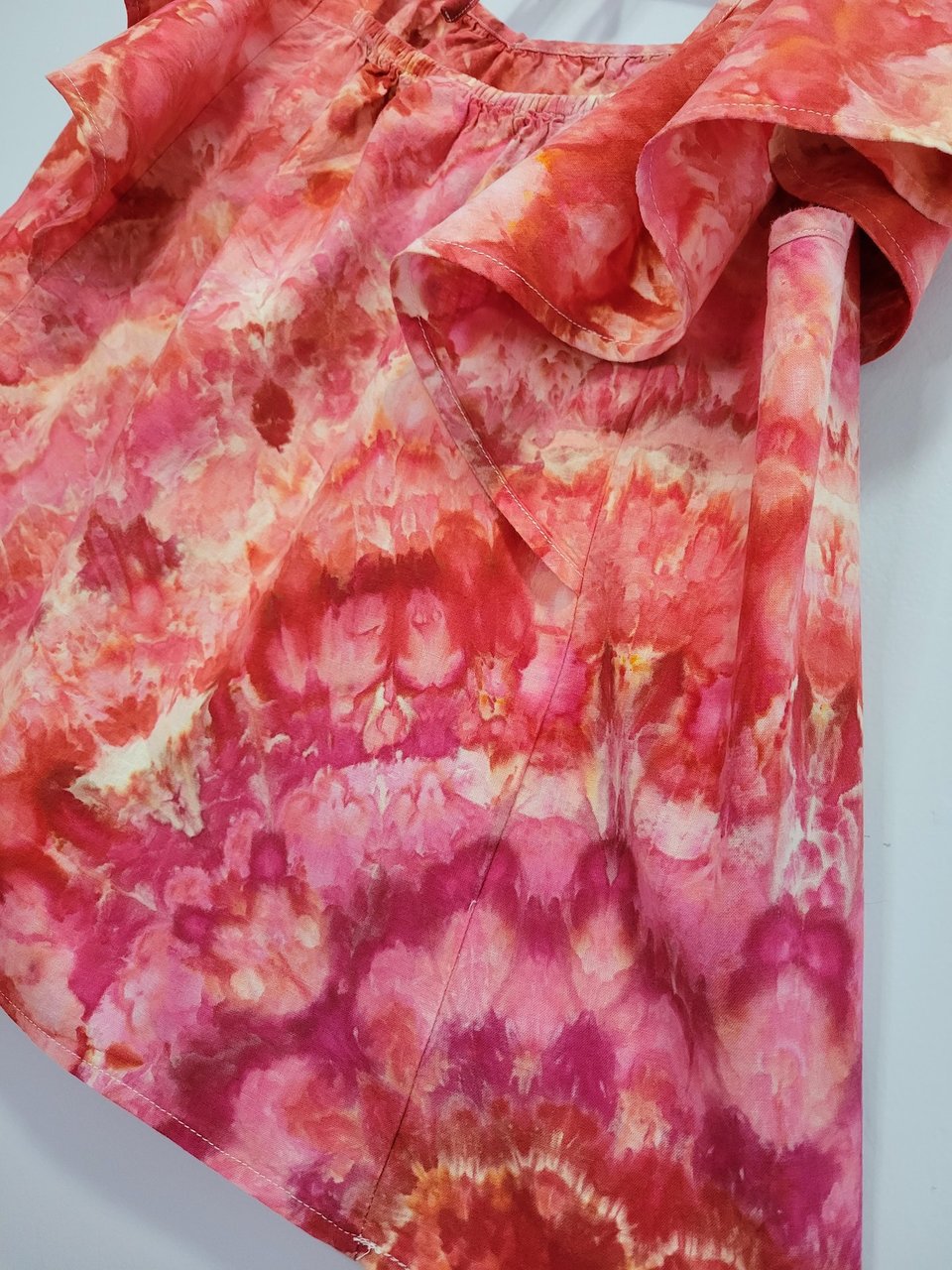 XL Linen Ruffle Sleeve Top, Flamingo