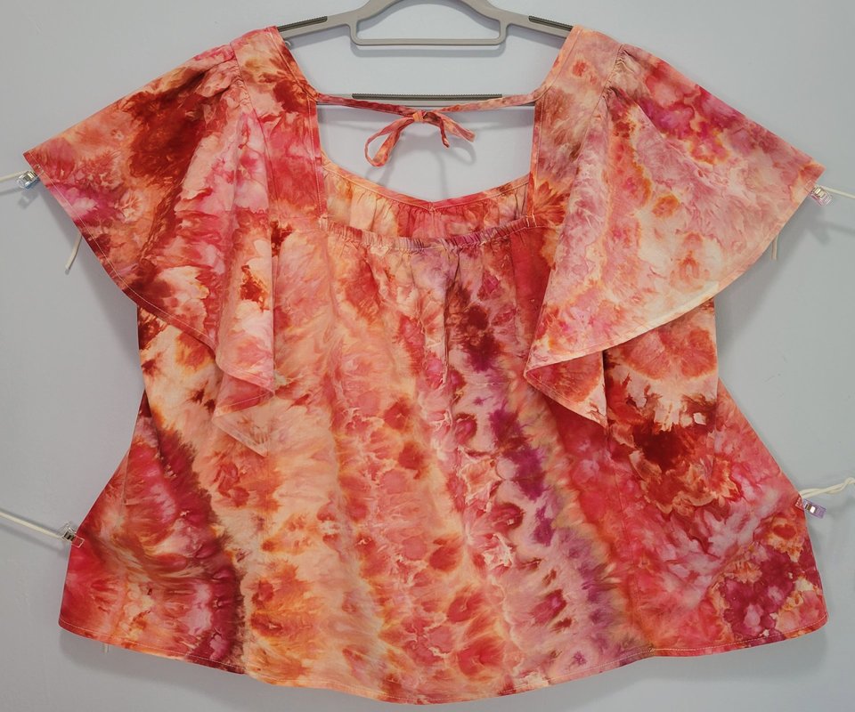 3X Linen Ruffle Sleeve Top, Flamingo