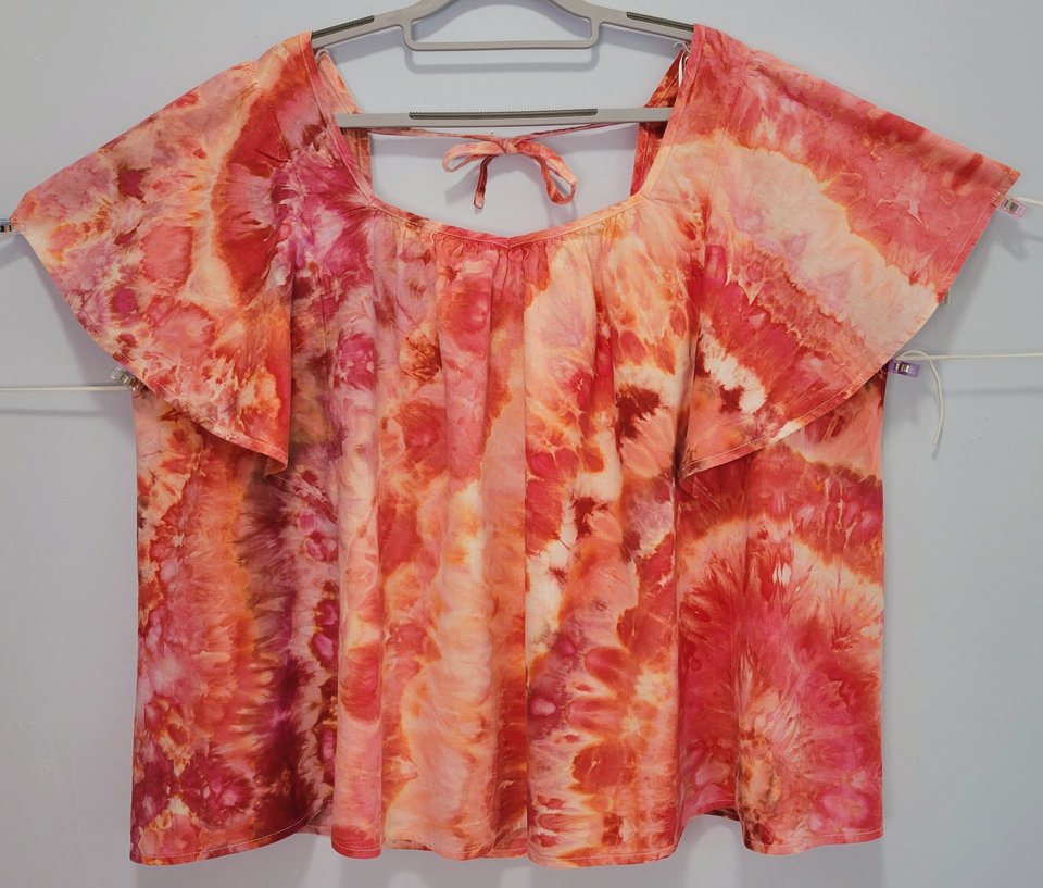 3X Linen Ruffle Sleeve Top, Flamingo