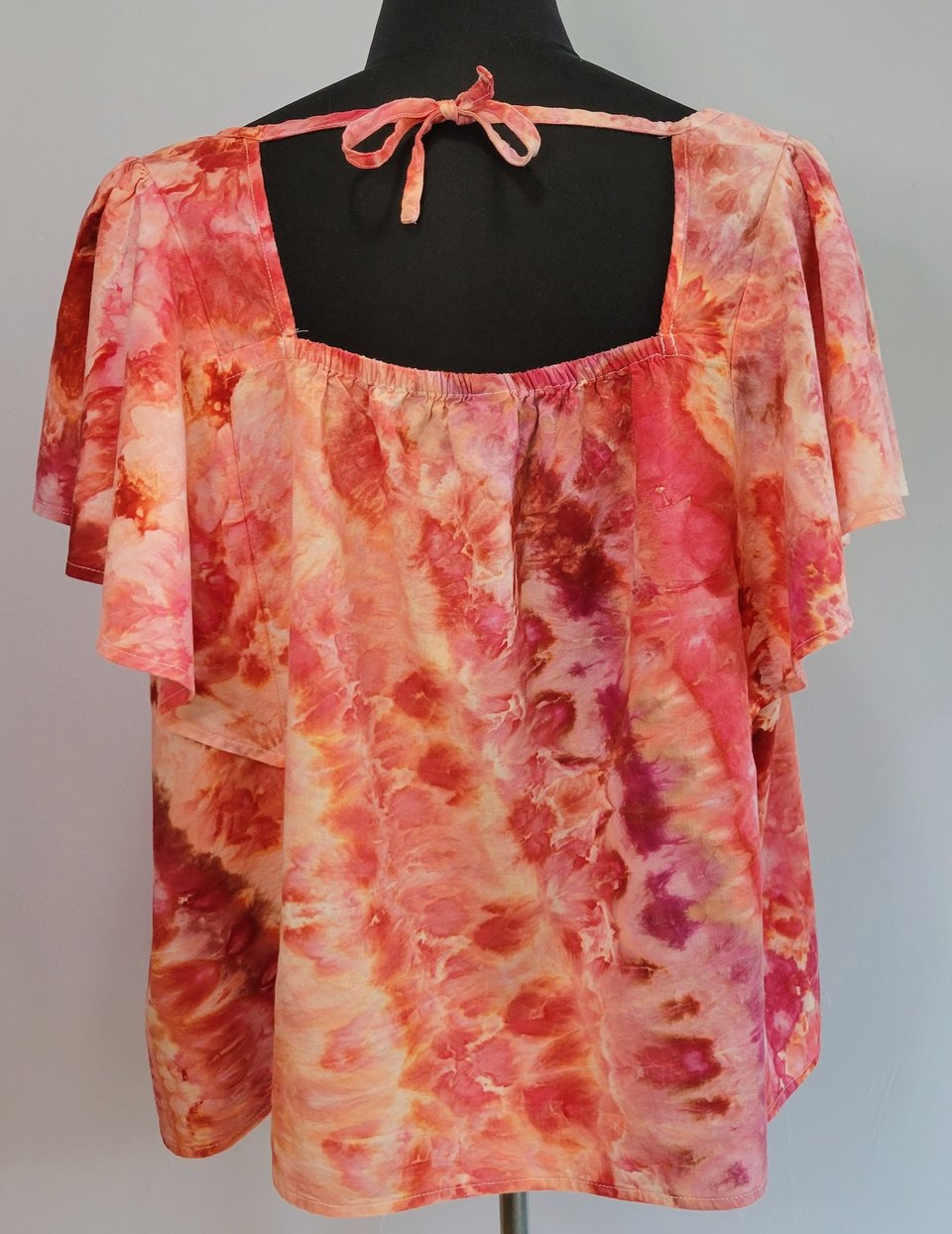 3X Linen Ruffle Sleeve Top, Flamingo
