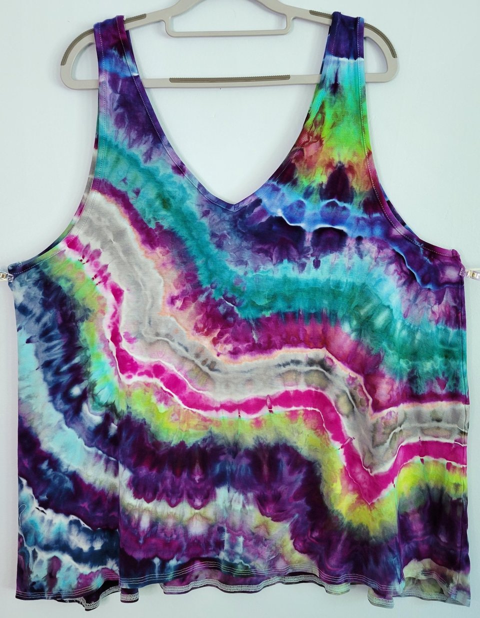 3XL Rayon V-Neck Tank, Rainbow Fluorite